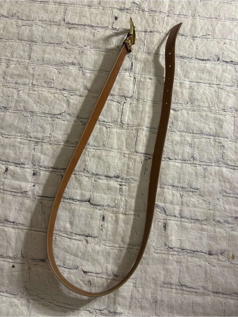 ÉTIENNE AIGNER VINTAGE ANILINE COWHIDE BROWN WITH GOLD TONE HARDWARE BELT